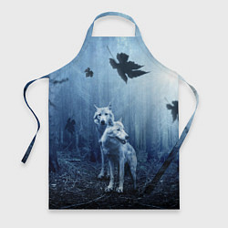 Фартук кулинарный Волки в тёмном лесу, цвет: 3D-принт