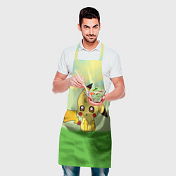 Фартук кулинарный Пикачу на травке, цвет: 3D-принт — фото 2