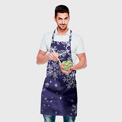 Фартук кулинарный Новогодние снежинки, цвет: 3D-принт — фото 2