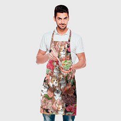 Фартук кулинарный Корги & Цветы, цвет: 3D-принт — фото 2