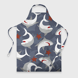 Фартук кулинарный Акулы, цвет: 3D-принт