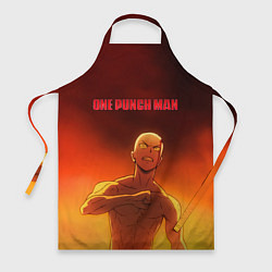 Фартук кулинарный Сайтама в огне One Punch-Man, цвет: 3D-принт