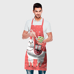 Фартук кулинарный Лама Новый год, цвет: 3D-принт — фото 2