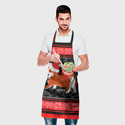 Фартук кулинарный Новогодний корги Новый Год, цвет: 3D-принт — фото 2