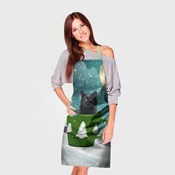 Фартук кулинарный Черный кот в кружке, цвет: 3D-принт — фото 2