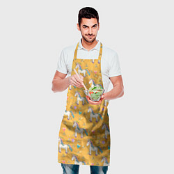 Фартук кулинарный Единороги на желтом фоне, цвет: 3D-принт — фото 2