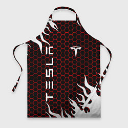 Фартук кулинарный Tesla соты с огнем, цвет: 3D-принт