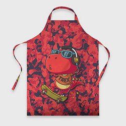 Фартук кулинарный Веселый динозавр на скейте, цвет: 3D-принт