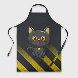 Фартук кулинарный Черный кот желтые полосы, цвет: 3D-принт