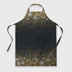 Фартук кулинарный Золотые блестки на темном фоне Сияющий глиттер, бл, цвет: 3D-принт