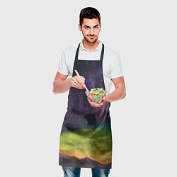 Фартук кулинарный Горный пейзаж со звёздным небом и северным сиянием, цвет: 3D-принт — фото 2