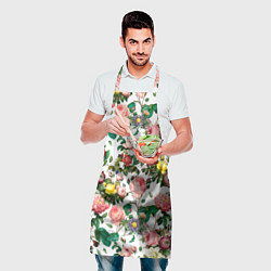 Фартук кулинарный Узор из летних роз Summer Roses Pattern, цвет: 3D-принт — фото 2