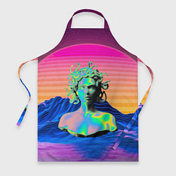 Фартук кулинарный Gorgon Medusa Vaporwave Neon Mountains, цвет: 3D-принт