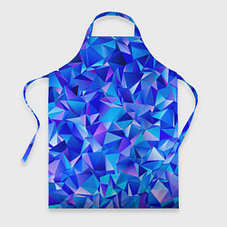 Фартук кулинарный СИНЕ-ГОЛУБЫЕ полигональные кристаллы, цвет: 3D-принт
