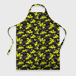 Фартук кулинарный Камуфляж Пиксельный Чёрно-Жёлтый, цвет: 3D-принт