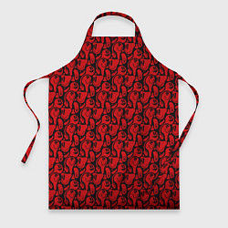 Фартук кулинарный Красные психоделический смайлы, цвет: 3D-принт