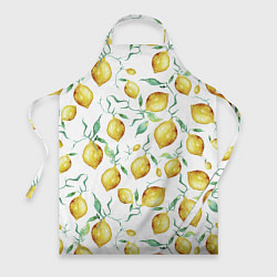 Фартук кулинарный Лимоны Нарисованные Акварелью, цвет: 3D-принт