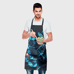 Фартук кулинарный Неоновые фигуры с лазерами - Голубой, цвет: 3D-принт — фото 2