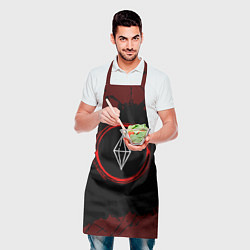 Фартук кулинарный Символ The Sims и краска вокруг на темном фоне, цвет: 3D-принт — фото 2