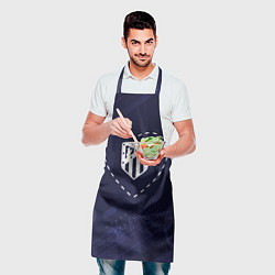 Фартук кулинарный Лого Atletico Madrid в сердечке на фоне мячей, цвет: 3D-принт — фото 2