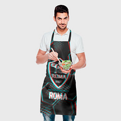 Фартук кулинарный Roma FC в стиле Glitch на темном фоне, цвет: 3D-принт — фото 2