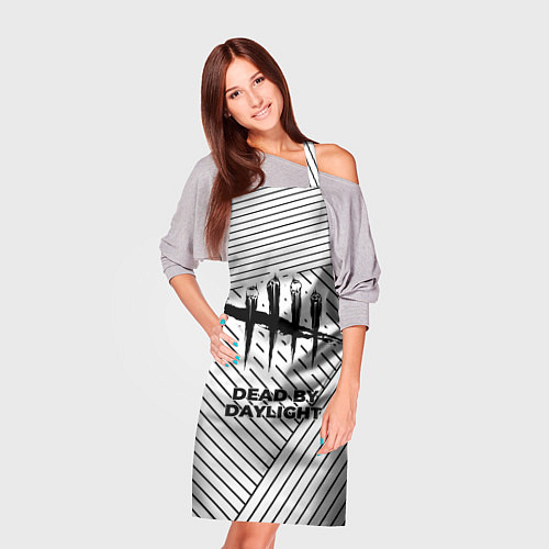 Фартук Символ Dead by Daylight на светлом фоне с полосами / 3D-принт – фото 3