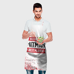 Фартук кулинарный Hitman: красные таблички Best Player и Ultimate, цвет: 3D-принт — фото 2