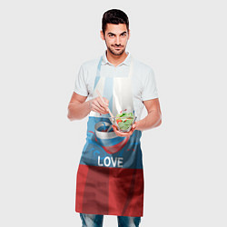 Фартук кулинарный Флаг России в виде сердца, цвет: 3D-принт — фото 2