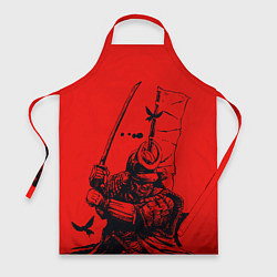 Фартук кулинарный Самурай на красном фоне, цвет: 3D-принт
