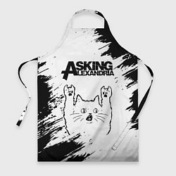 Фартук кулинарный Asking Alexandria рок кот на светлом фоне, цвет: 3D-принт