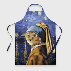 Фартук кулинарный Прикол с котом: пародия картина, цвет: 3D-принт