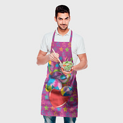 Фартук кулинарный Сердечный котик в поп-арте, цвет: 3D-принт — фото 2