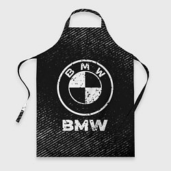 Фартук кулинарный BMW с потертостями на темном фоне, цвет: 3D-принт