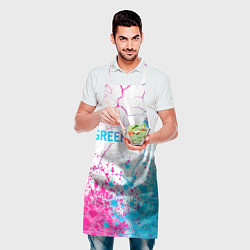 Фартук кулинарный Green Day neon gradient style: символ сверху, цвет: 3D-принт — фото 2