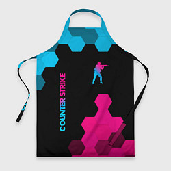 Фартук кулинарный Counter Strike - neon gradient: символ и надпись в, цвет: 3D-принт