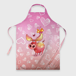 Фартук кулинарный Свинка с большими ушами и с бабочкой, цвет: 3D-принт