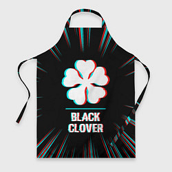 Фартук кулинарный Символ Black Clover в стиле glitch на темном фоне, цвет: 3D-принт