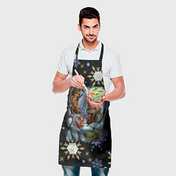 Фартук кулинарный Новый год белка с бельчатами, цвет: 3D-принт — фото 2