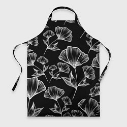 Фартук кулинарный Графичные цветы на черном фоне, цвет: 3D-принт