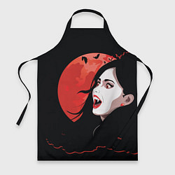 Фартук кулинарный Вампирша на фоне красной луны, цвет: 3D-принт