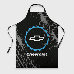 Фартук кулинарный Chevrolet в стиле Top Gear со следами шин на фоне, цвет: 3D-принт