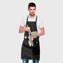 Фартук кулинарный Крольчонок танцует со звёздами на чёрном фоне, цвет: 3D-принт — фото 2