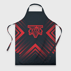 Фартук кулинарный Красный символ GTA на темном фоне со стрелками, цвет: 3D-принт