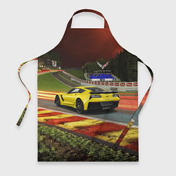 Фартук кулинарный Chevrolet Corvette на гоночной трассе, цвет: 3D-принт