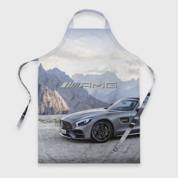 Фартук кулинарный Mercedes AMG V8 Biturbo cabriolet - mountains, цвет: 3D-принт