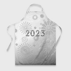 Фартук кулинарный Новый год 2023 в снежинках, цвет: 3D-принт