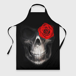 Фартук кулинарный Роза на черепе, цвет: 3D-принт
