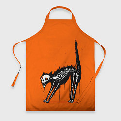 Фартук кулинарный Котик скелетик - Хеллоуин, цвет: 3D-принт