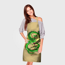 Фартук кулинарный Зелёный дракон в форме цифры 8, цвет: 3D-принт — фото 2