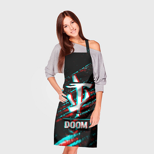 Фартук Doom в стиле glitch и баги графики на темном фоне / 3D-принт – фото 3